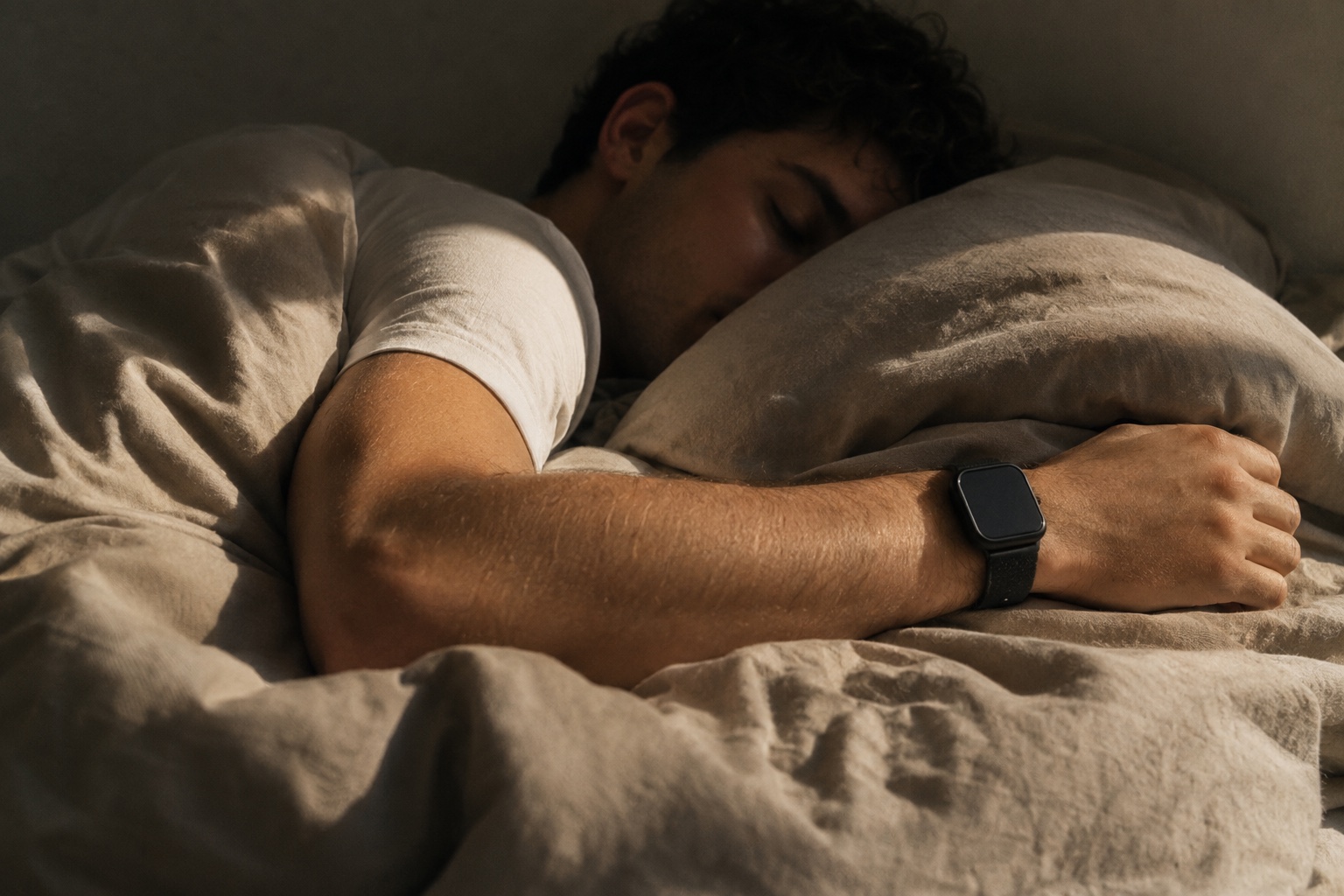 A person asleep in morning light