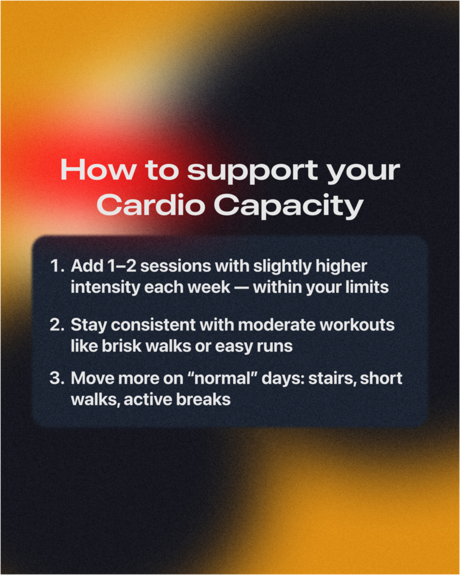 How to support your cardio capacity